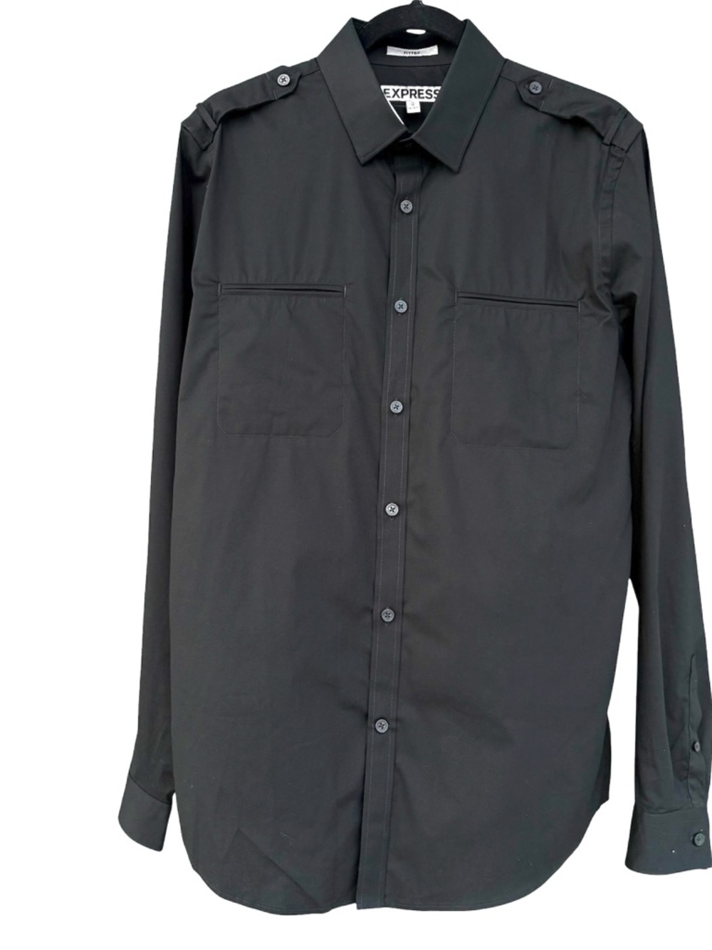 NWT EXPRESS Men’s Fitted Black Shirt - Size Medium (15-15 1/2)